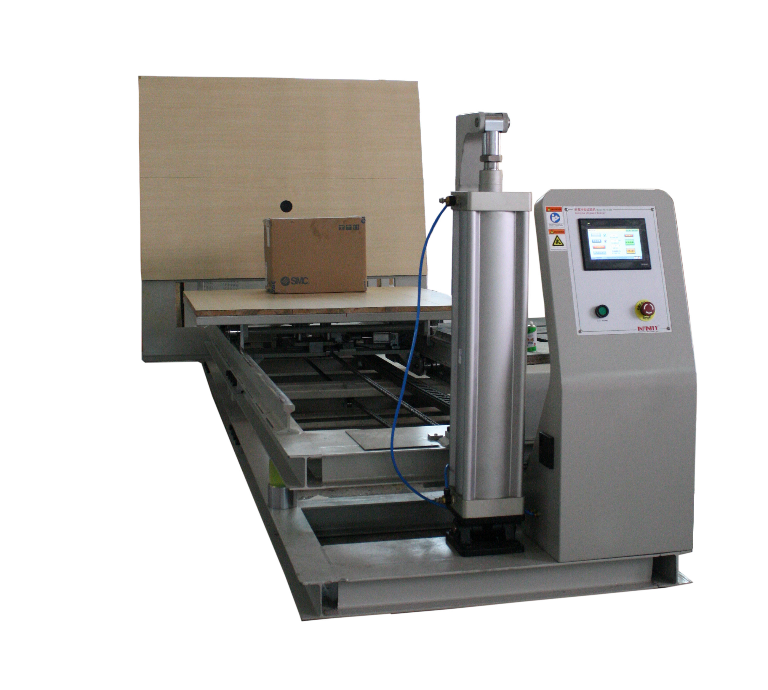 Κεκλιμένη κλίση μηχανή δοκιμής αντίκτυπου με την επιτροπή LCD για το υλικό συσκευασίας κιβωτίων/χαρτοκιβωτίων
